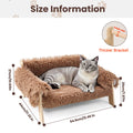 Large Cat Bed Sturdy Wooden Leg Raised Plush Cat Sofa Bed Kitten Bed for Indoor Cats - Soft Cat Couch