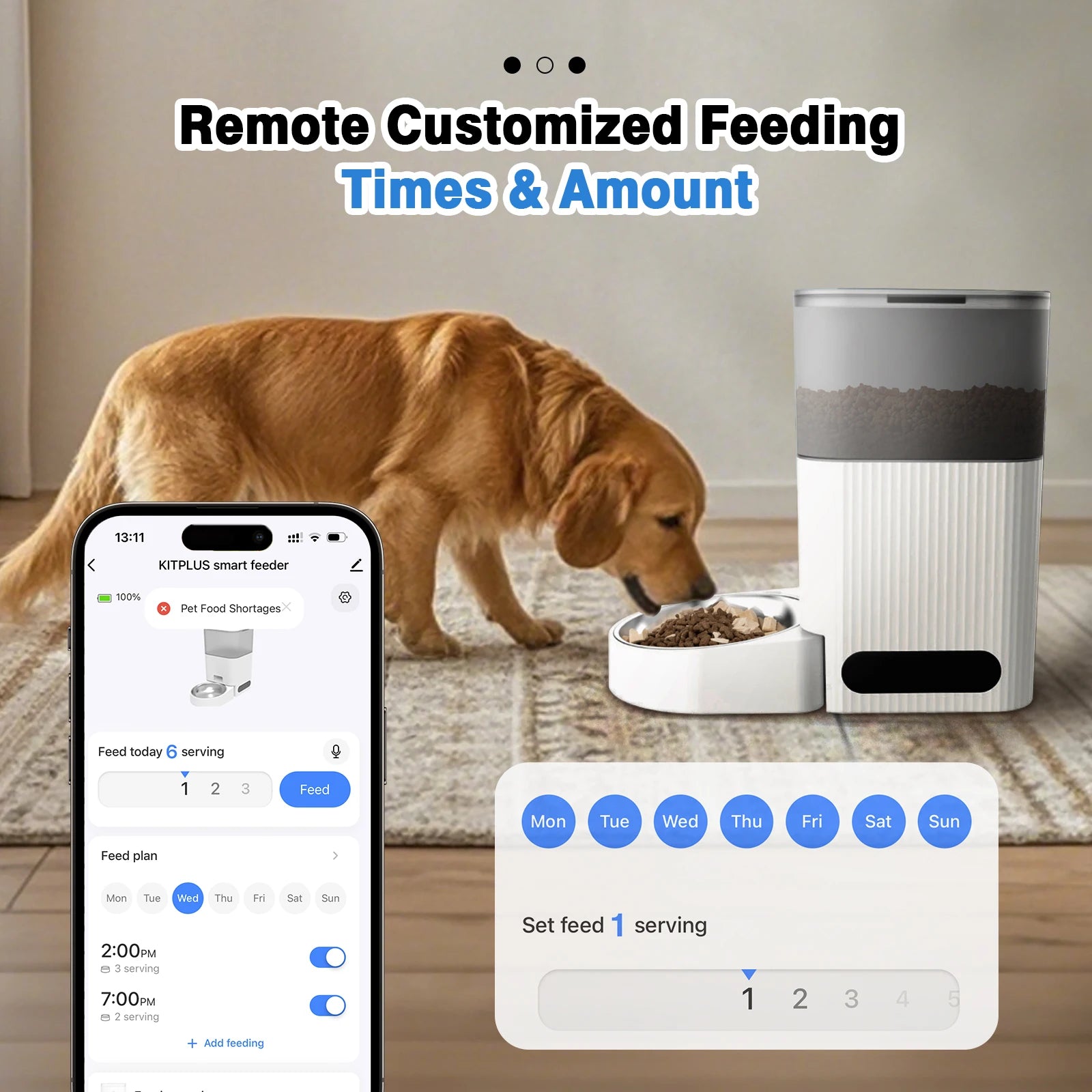 Automatic Cat Feeder, APP Control, Dog Feeder Automatic with Timer, Cat Food Dispenser, Locked Lid, Feeding＆Recordi