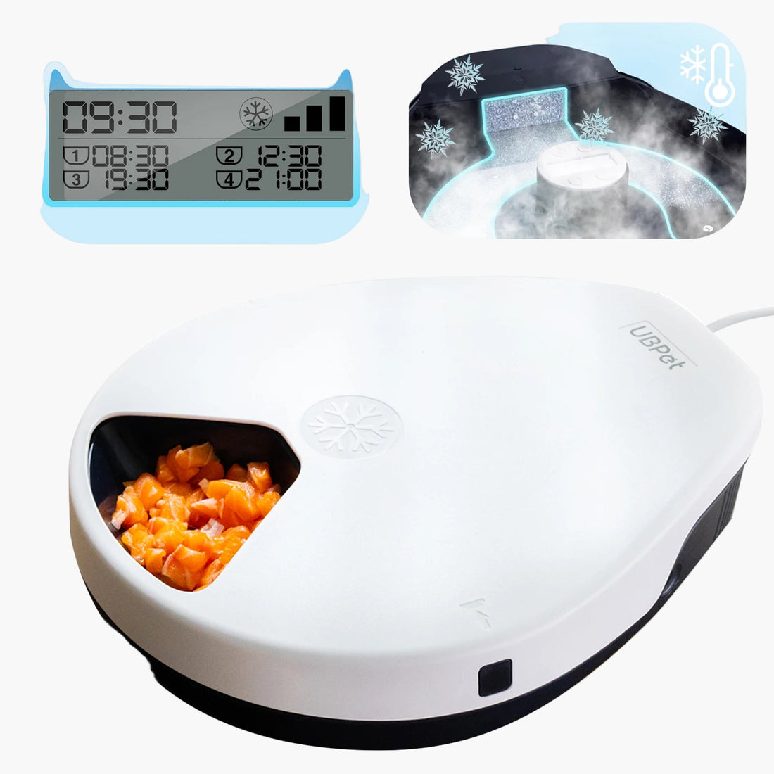 Automatic Cat Feeder Wet Food with Cooling, Semiconductor Refrigeration, with Timer, 5 Food Compartments for 330G Pet Food