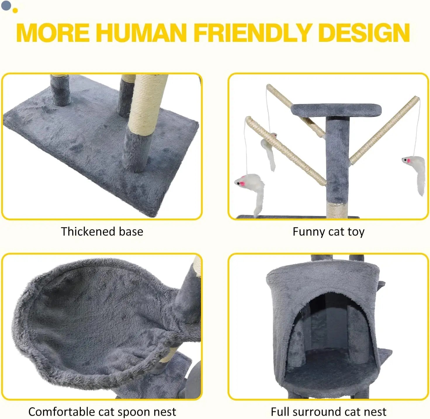 Cat Tree Cat Tower Cat Scratching Post for Indoor/Outdoor Cats, Cat Activity Centre 140Cm Cat Climbing Frame Tree Cat