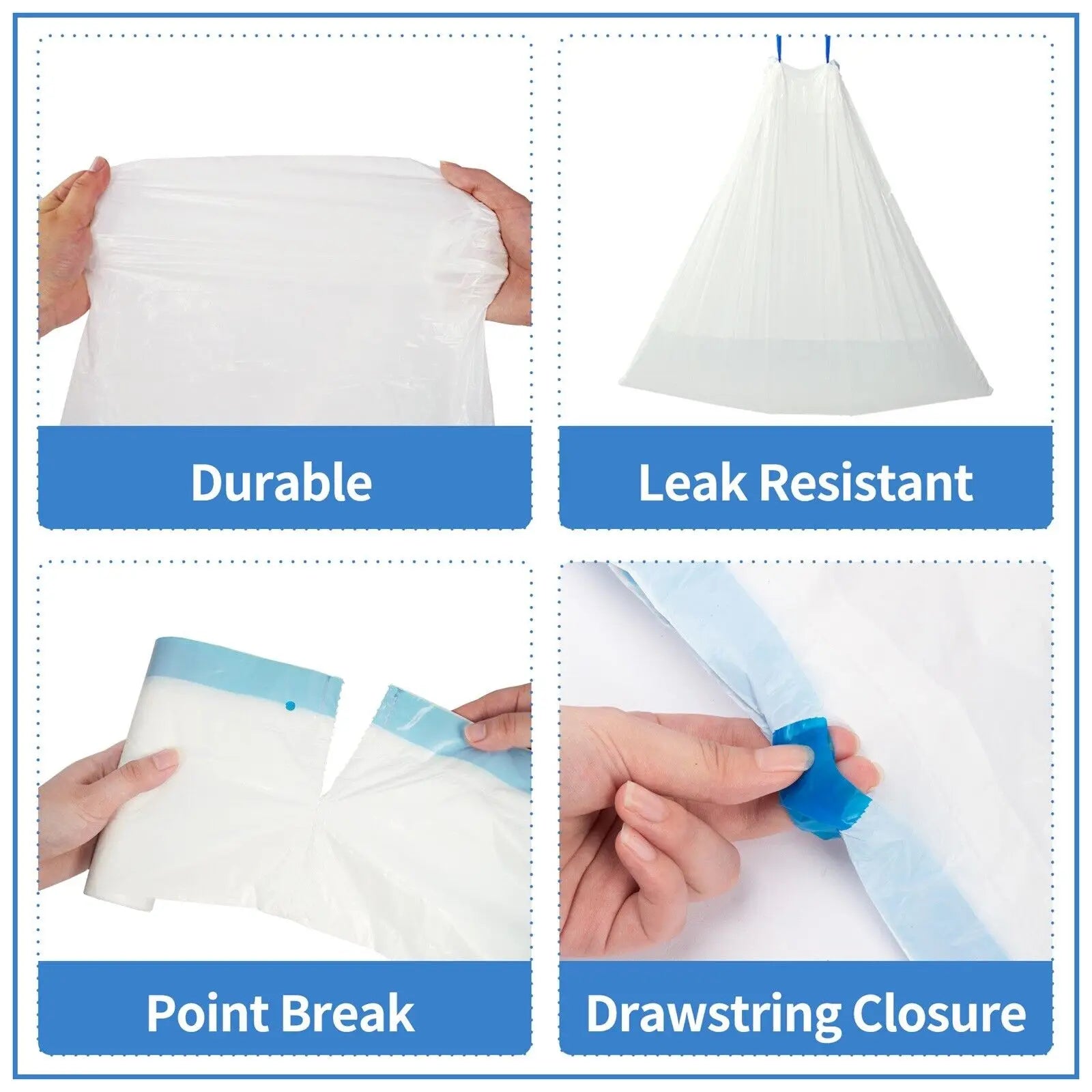 4 Rolls 60 Count 17X19Inch DOEL Self-Cleaning Cat Litter Box Trash Bags Drawstring Design Waste Bags Cat Litter Box Liners