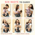 6-In-1 Baby Carrier for Newborn, Toddler with Removable Seat, Grey