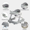 2 in 1 Baby Walker, Toddler Baby Push Walker with Removable Feeding Tray and Music Tray(Without Battery), Foldable Walker