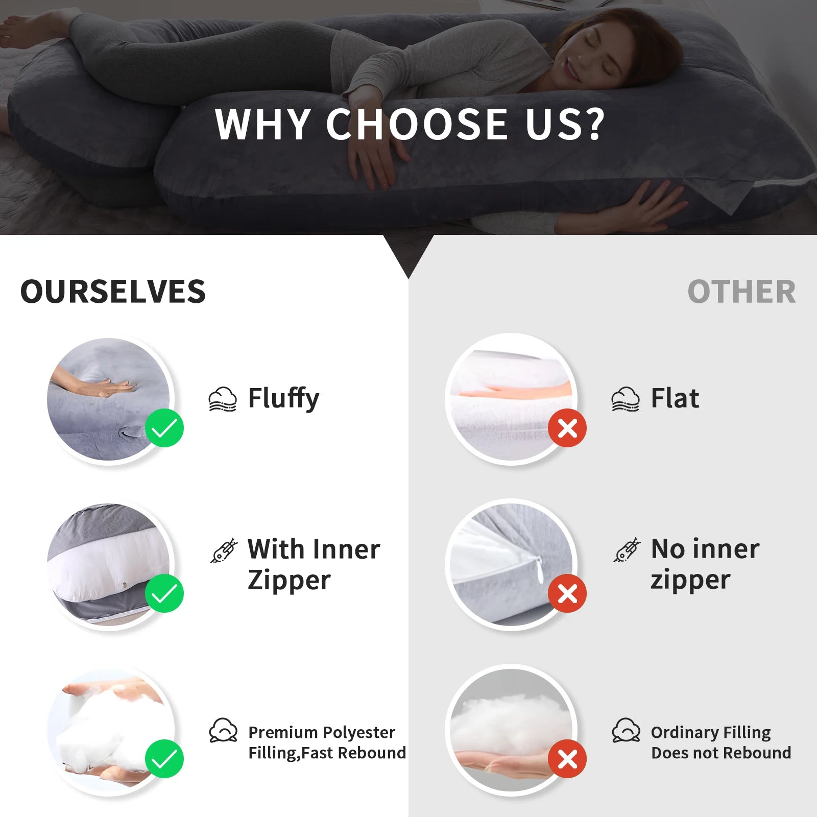Pregnancy Pillows for Sleeping, G Shaped Full Body Maternity Pillow with Removable Cover - Support for Belly for Pregnant Women