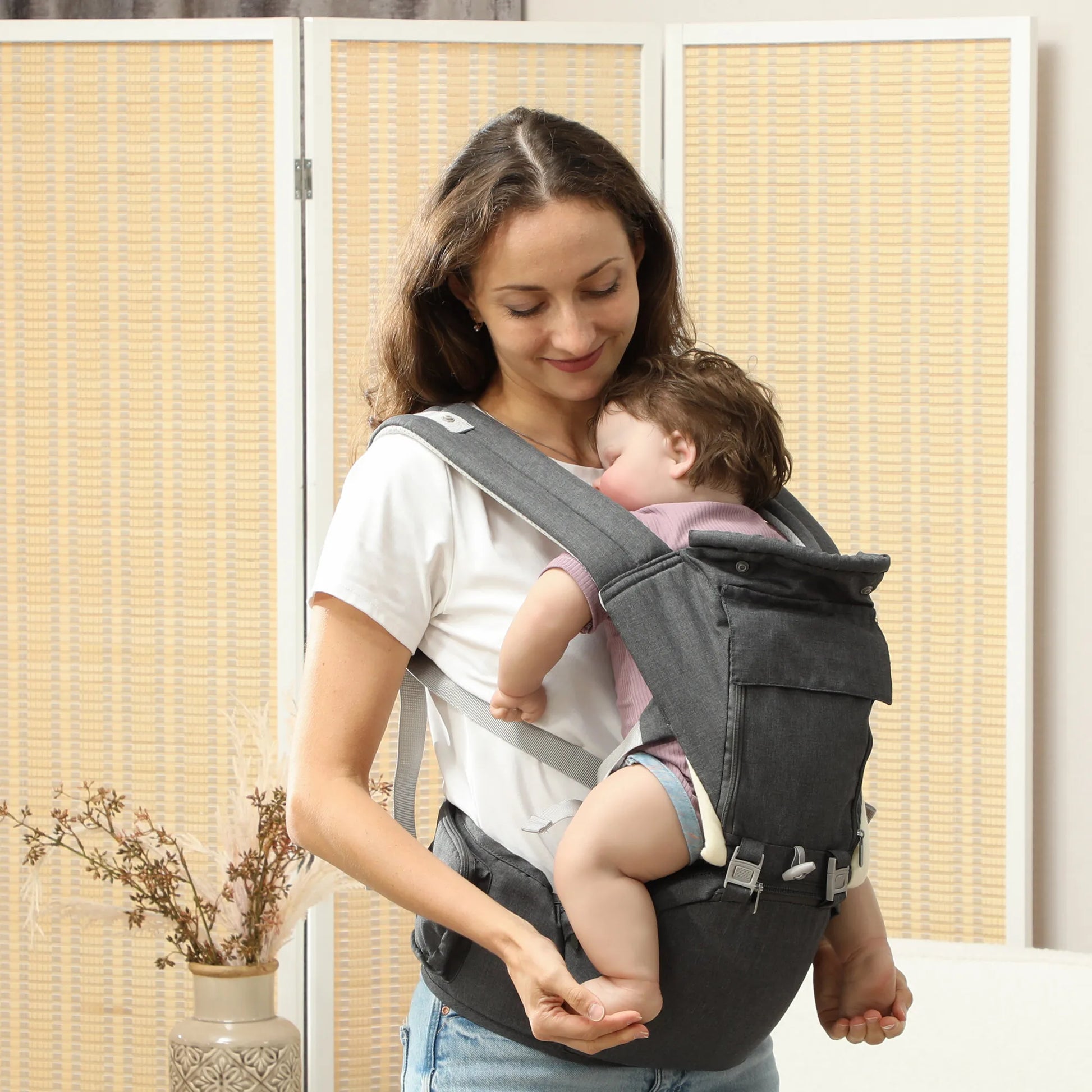 6-In-1 Baby Carrier for Newborn, Toddler with Removable Seat, Grey