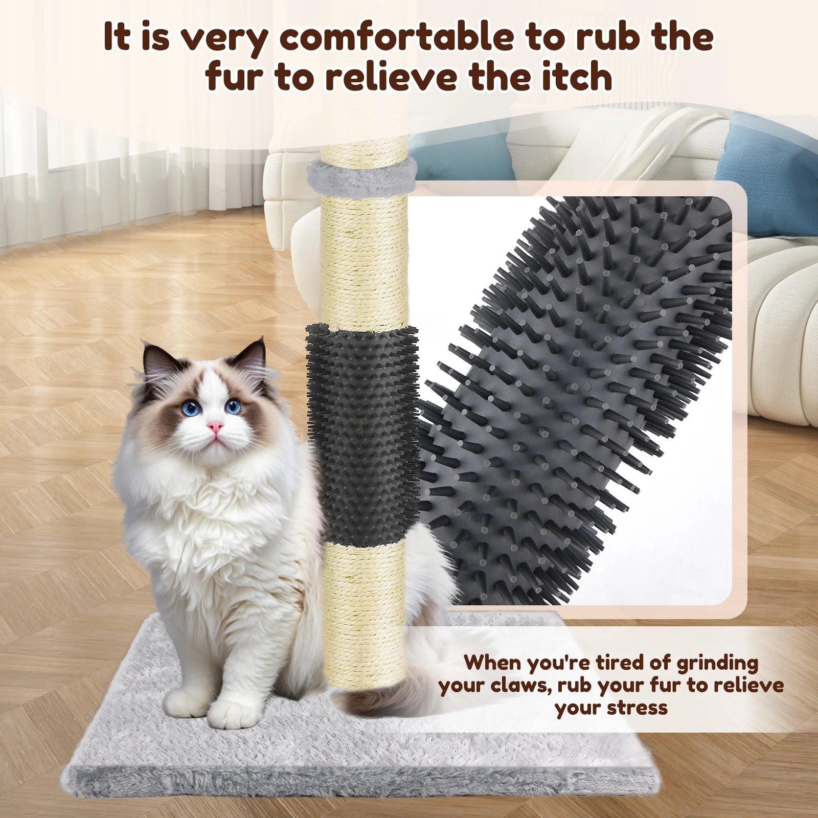 Cat Scratching Post for Indoor Cats, Vertical Safe Cat Climbing Frame Tree with Dangling Toy, 80 Cm, Grey