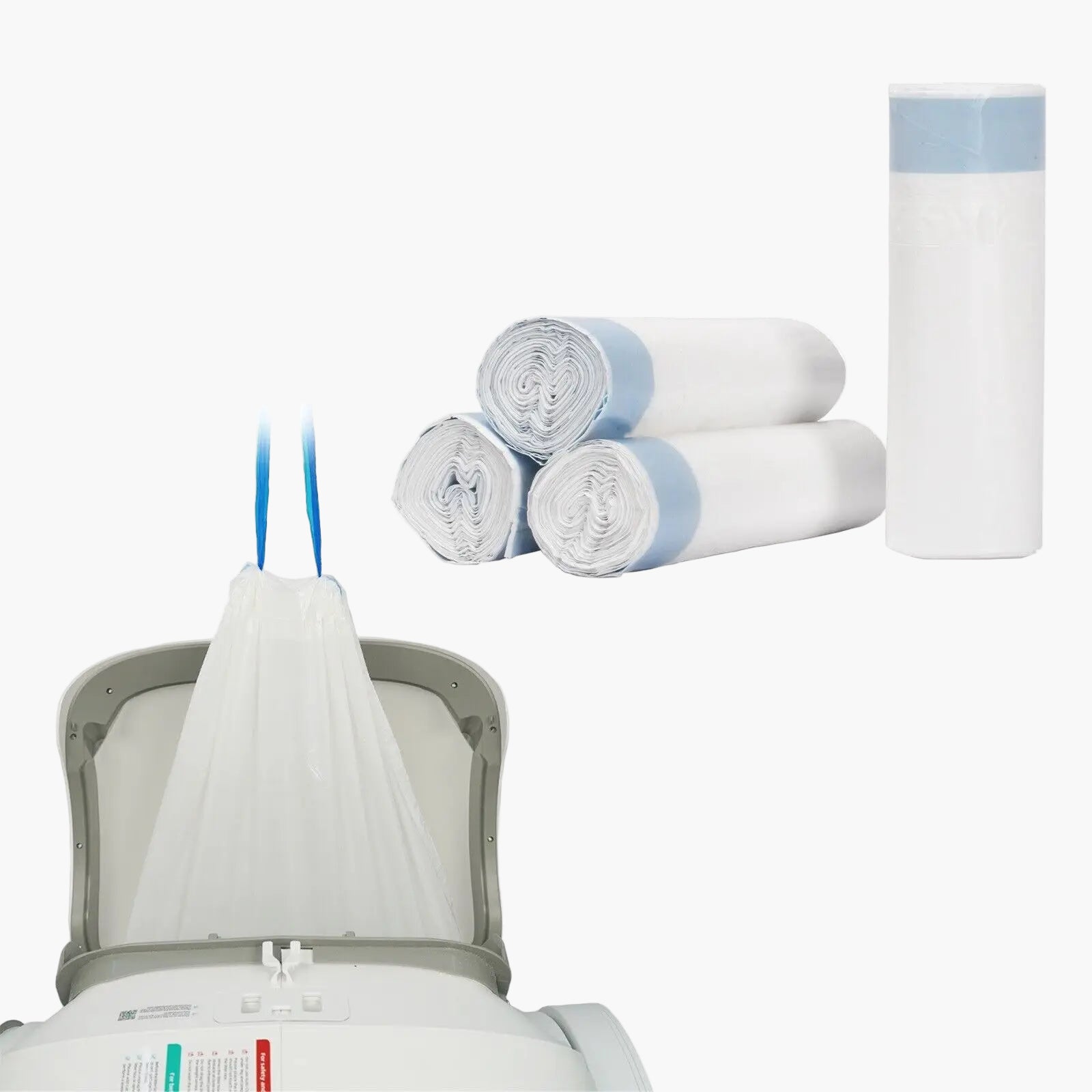 4 Rolls 60 Count 17X19Inch DOEL Self-Cleaning Cat Litter Box Trash Bags Drawstring Design Waste Bags Cat Litter Box Liners