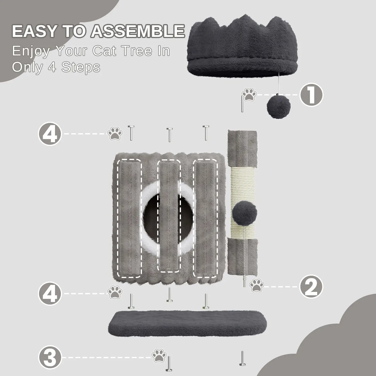 53Cm Small Cat Tree with Scratching Post - Indoor Cat Tower with Cave, Perch & 2 Play Balls for Kittens & Cats