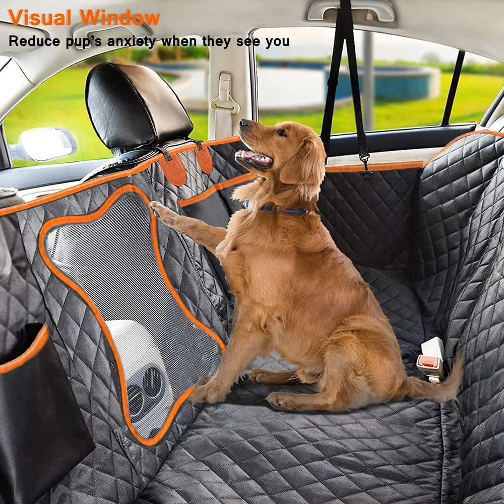 Universal Waterproof Pet Car Seat Cover，Dog Car Seat Cover for Back Seat with Mesh Window Double-Layer Thickening Anti-Dirty