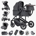 Baby Stroller 3 in 1 Portable Travel Baby Carriage Luxurious Fold Pram High Landscape Aluminum Frame Newborn Infant Stroller