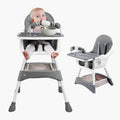Baby High Chair, Portable Baby Dining Chairs Eat & Play Convertible High Chair with Double-Layer Dinner Plate and Toy Rack