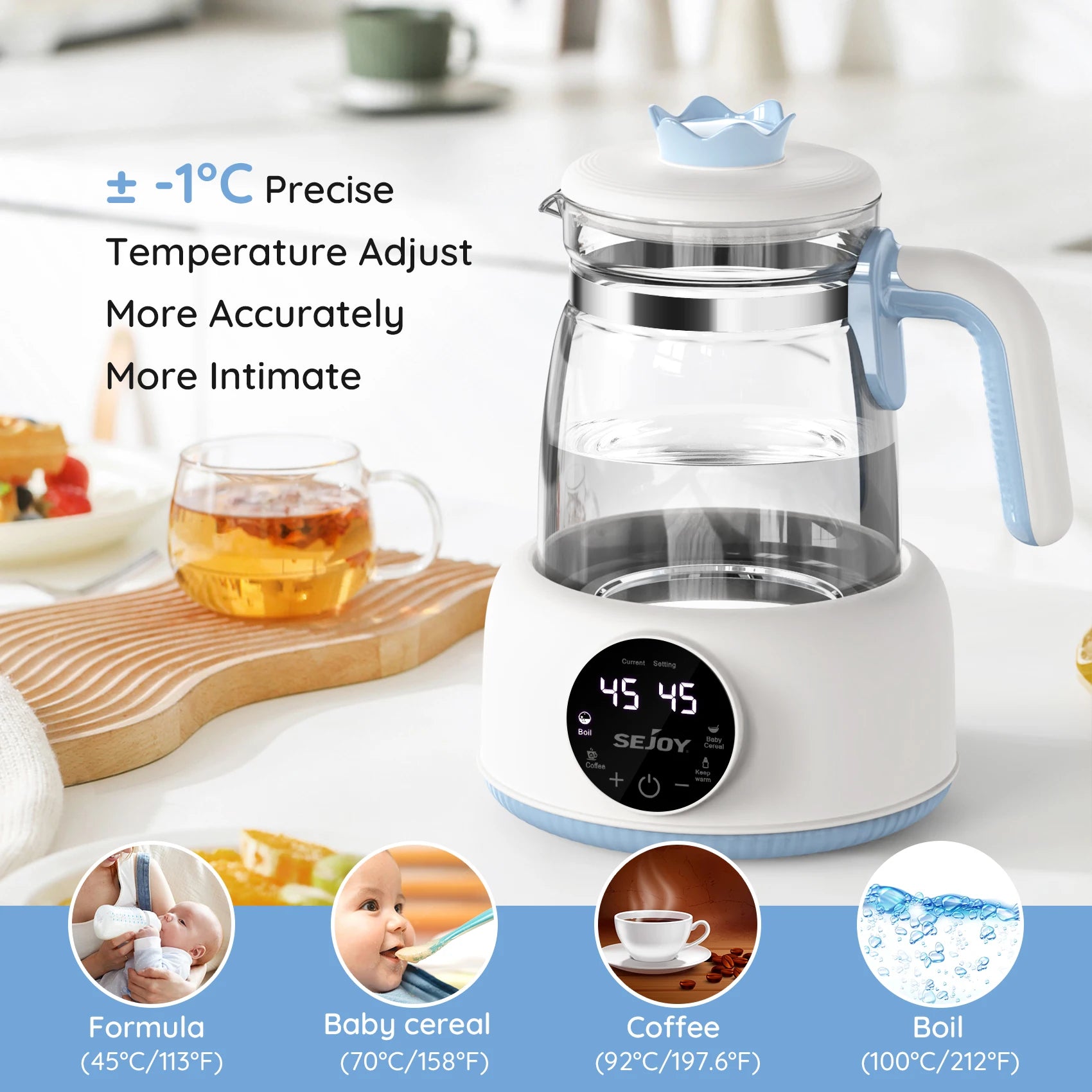 Infant Thermostatic Milk Regulator 800W Electric Baby Formula Kettle Automatic Warmer Feeding Bottle 220V/110V 